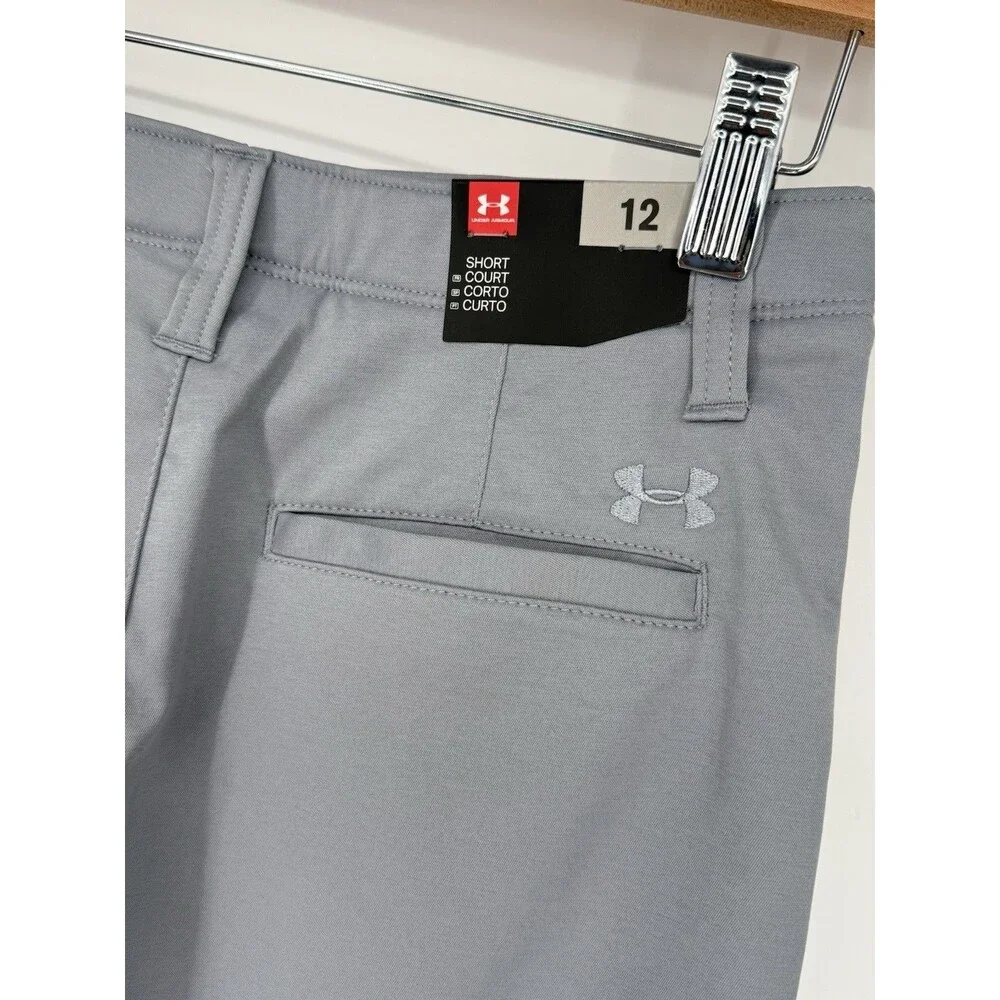 Under Armour Shorts Boys 12 Golf Heat Gear Gray Elastic Waist 9